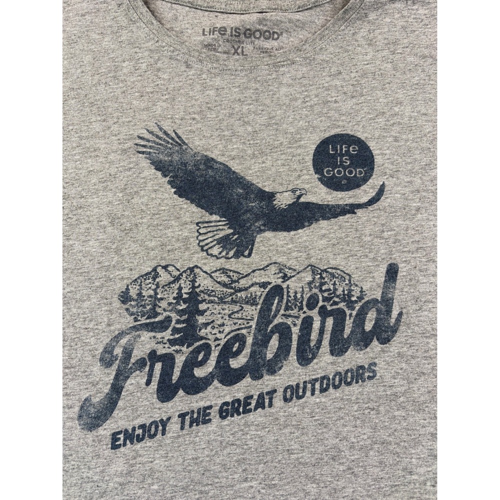 Life is Good Womens XL Freebird Eagle Mountain Graphic Crusher Lite Gray T-Shirt